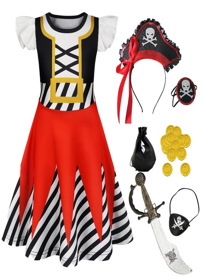 Eledobby Girls Pirate Costume Kids Halloween Costumes Pirate Dress Girl Birthday Party Cosplay Outfits 7-8Years - Image 1